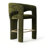 Khloe 24.5" Modern Gold Chenille Counter Stool with Arms (Set of 2)
