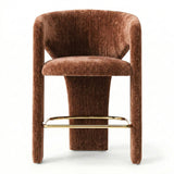 Khloe 24.5" Modern Gold Chenille Counter Stool with Arms (Set of 2)