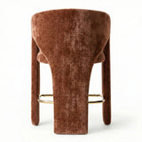 Khloe 24.5" Modern Gold Chenille Counter Stool with Arms (Set of 4)