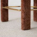 Khloe 24.5" Modern Gold Chenille Counter Stool with Arms (Set of 2)