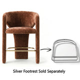 Khloe 24.5" Modern Gold Chenille Counter Stool with Arms (Set of 2)