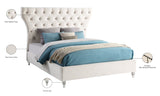 Kira Elegant Acrylic Bed with Deep Button Tufting for a Luxurious and Modern Bedroom Upgrade
