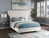 Kira Elegant Acrylic Bed with Deep Button Tufting for a Luxurious and Modern Bedroom Upgrade