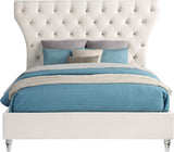 Kira Elegant Acrylic Bed with Deep Button Tufting for a Luxurious and Modern Bedroom Upgrade