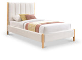 Kona Bed - Elegant Mid-Century Modern Upholstered Design with Tufted Headboard and Natural Legs