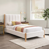 Kona Bed - Elegant Mid-Century Modern Upholstered Design with Tufted Headboard and Natural Legs