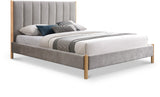 Kona Bed - Elegant Mid-Century Modern Upholstered Design with Tufted Headboard and Natural Legs