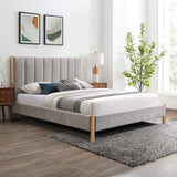 Kona Bed - Elegant Mid-Century Modern Upholstered Design with Tufted Headboard and Natural Legs