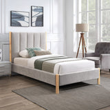 Kona Bed - Elegant Mid-Century Modern Upholstered Design with Tufted Headboard and Natural Legs