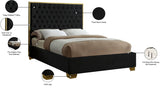 Lana Velvet Bed – Luxurious Deep Tufted Headboard with Gold Legs for Modern Bedroom Elegance