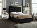 Lana Velvet Bed – Luxurious Deep Tufted Headboard with Gold Legs for Modern Bedroom Elegance