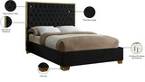 Lana Velvet Bed – Luxurious Deep Tufted Headboard with Gold Legs for Modern Bedroom Elegance