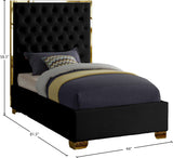 Lana Velvet Bed – Luxurious Deep Tufted Headboard with Gold Legs for Modern Bedroom Elegance