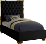 Lana Velvet Bed – Luxurious Deep Tufted Headboard with Gold Legs for Modern Bedroom Elegance