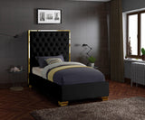 Lana Velvet Bed – Luxurious Deep Tufted Headboard with Gold Legs for Modern Bedroom Elegance