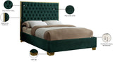 Lana Velvet Bed – Luxurious Deep Tufted Headboard with Gold Legs for Modern Bedroom Elegance