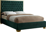 Lana Velvet Bed – Luxurious Deep Tufted Headboard with Gold Legs for Modern Bedroom Elegance
