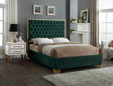 Lana Velvet Bed – Luxurious Deep Tufted Headboard with Gold Legs for Modern Bedroom Elegance