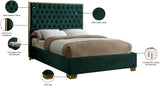 Lana Velvet Bed – Luxurious Deep Tufted Headboard with Gold Legs for Modern Bedroom Elegance
