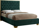 Lana Velvet Bed – Luxurious Deep Tufted Headboard with Gold Legs for Modern Bedroom Elegance