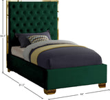 Lana Velvet Bed – Luxurious Deep Tufted Headboard with Gold Legs for Modern Bedroom Elegance