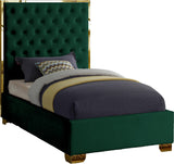 Lana Velvet Bed – Luxurious Deep Tufted Headboard with Gold Legs for Modern Bedroom Elegance