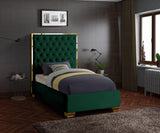 Lana Velvet Bed – Luxurious Deep Tufted Headboard with Gold Legs for Modern Bedroom Elegance