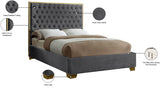 Lana Velvet Bed – Luxurious Deep Tufted Headboard with Gold Legs for Modern Bedroom Elegance