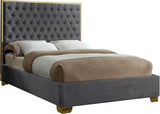 Lana Velvet Bed – Luxurious Deep Tufted Headboard with Gold Legs for Modern Bedroom Elegance