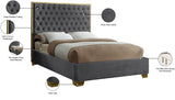 Lana Velvet Bed – Luxurious Deep Tufted Headboard with Gold Legs for Modern Bedroom Elegance