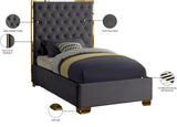 Lana Velvet Bed – Luxurious Deep Tufted Headboard with Gold Legs for Modern Bedroom Elegance