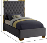 Lana Velvet Bed – Luxurious Deep Tufted Headboard with Gold Legs for Modern Bedroom Elegance