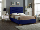 Lana Velvet Bed – Luxurious Deep Tufted Headboard with Gold Legs for Modern Bedroom Elegance