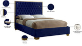 Lana Velvet Bed – Luxurious Deep Tufted Headboard with Gold Legs for Modern Bedroom Elegance