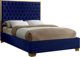 Lana Velvet Bed – Luxurious Deep Tufted Headboard with Gold Legs for Modern Bedroom Elegance