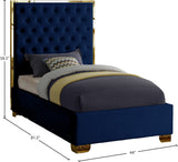 Lana Velvet Bed – Luxurious Deep Tufted Headboard with Gold Legs for Modern Bedroom Elegance