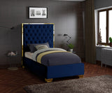 Lana Velvet Bed – Luxurious Deep Tufted Headboard with Gold Legs for Modern Bedroom Elegance