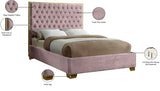 Lana Velvet Bed – Luxurious Deep Tufted Headboard with Gold Legs for Modern Bedroom Elegance