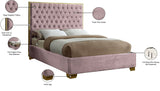 Lana Velvet Bed – Luxurious Deep Tufted Headboard with Gold Legs for Modern Bedroom Elegance