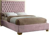 Lana Velvet Bed – Luxurious Deep Tufted Headboard with Gold Legs for Modern Bedroom Elegance