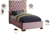 Lana Velvet Bed – Luxurious Deep Tufted Headboard with Gold Legs for Modern Bedroom Elegance