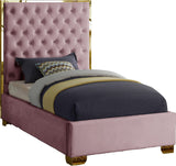 Lana Velvet Bed – Luxurious Deep Tufted Headboard with Gold Legs for Modern Bedroom Elegance