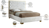 Lana Velvet Bed – Luxurious Deep Tufted Headboard with Gold Legs for Modern Bedroom Elegance