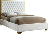 Lana Velvet Bed – Luxurious Deep Tufted Headboard with Gold Legs for Modern Bedroom Elegance