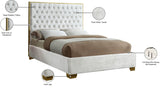 Lana Velvet Bed – Luxurious Deep Tufted Headboard with Gold Legs for Modern Bedroom Elegance
