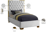 Lana Velvet Bed – Luxurious Deep Tufted Headboard with Gold Legs for Modern Bedroom Elegance
