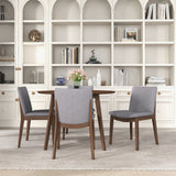 Laura Light Grey Linen Solid Wood Dining Chair (Set Of 2)