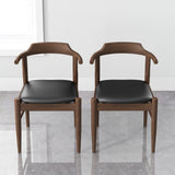 Leon Mid-Century Modern Black Vegan Leather Dining Chair (Set of 2)