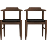 Leon Mid-Century Modern Black Vegan Leather Dining Chair (Set of 2)