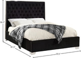 Lexi Velvet Bed with Tall Tufted Headboard and Chrome Legs for a Luxe Bedroom Experience